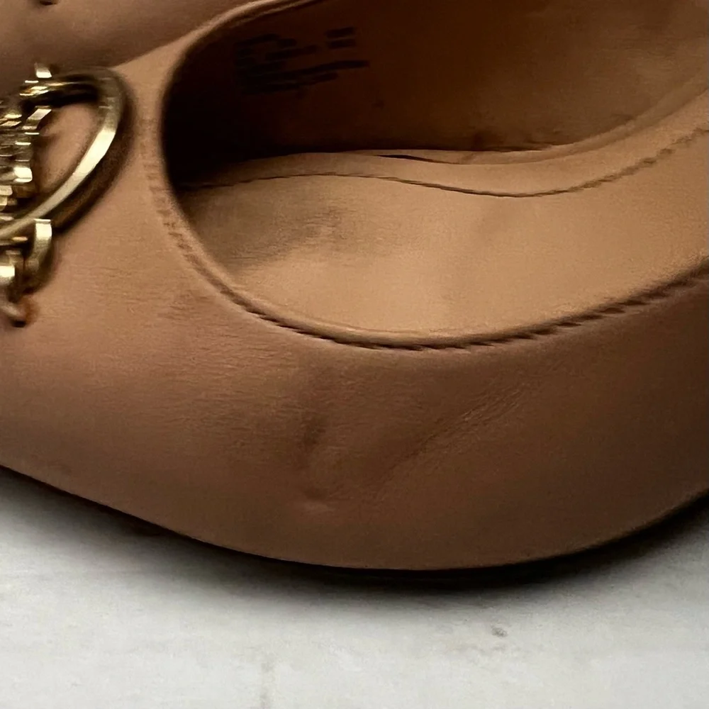 COACH Audrey 90 Leather Pump‎ Pointed Toe 3.25” Designer Heels Womens Sz 9 Nude